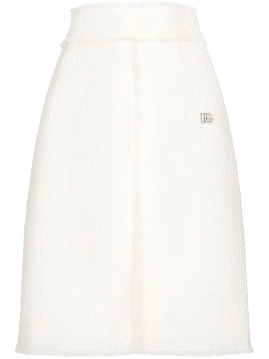 High-Waist Tweed Skirt