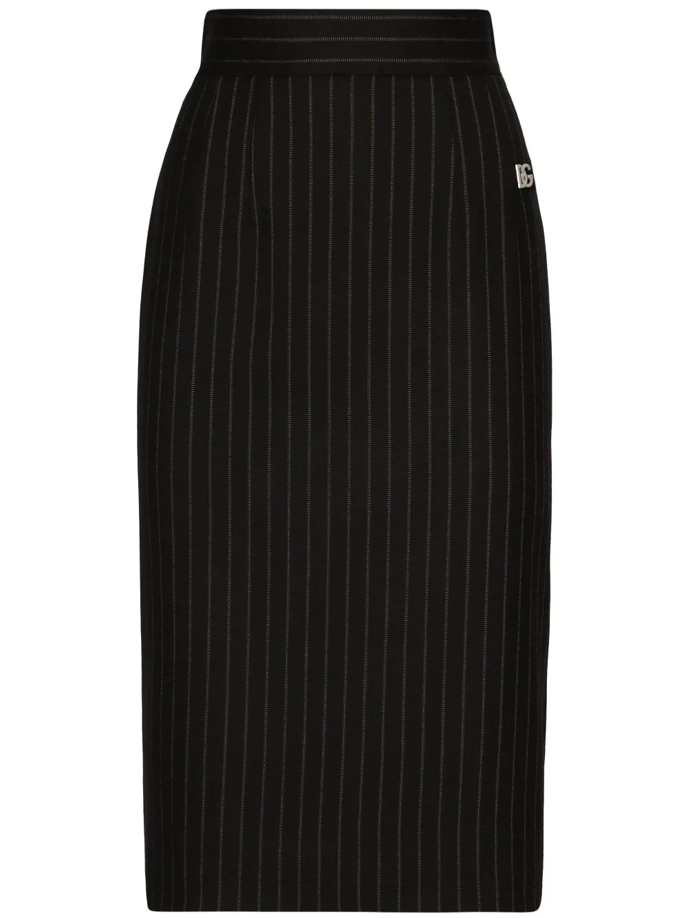 Virgin Wool-Blend Pinstripe Midi Skirt
