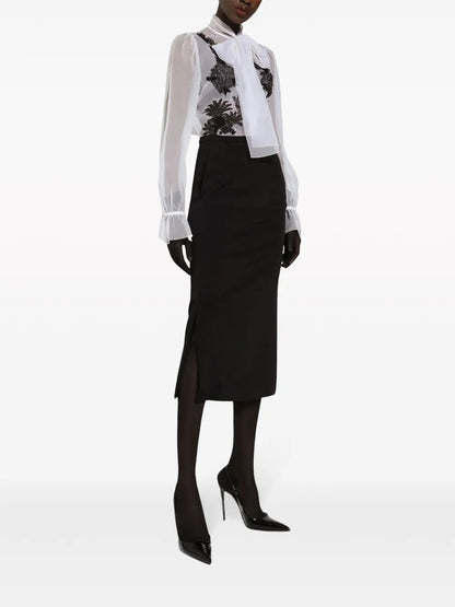 Lace-Appliqué Silk-Blend Shirt
