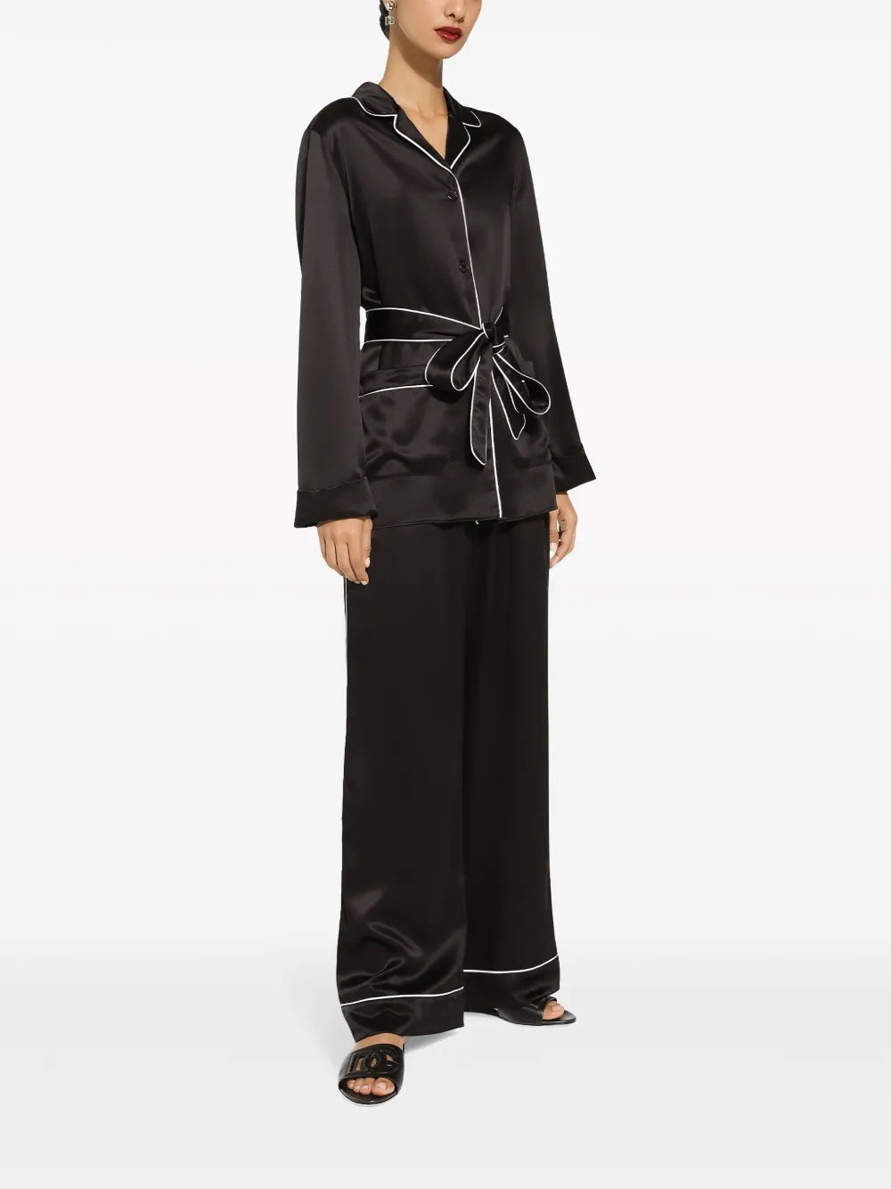 Piped-Trim Silk Shirt