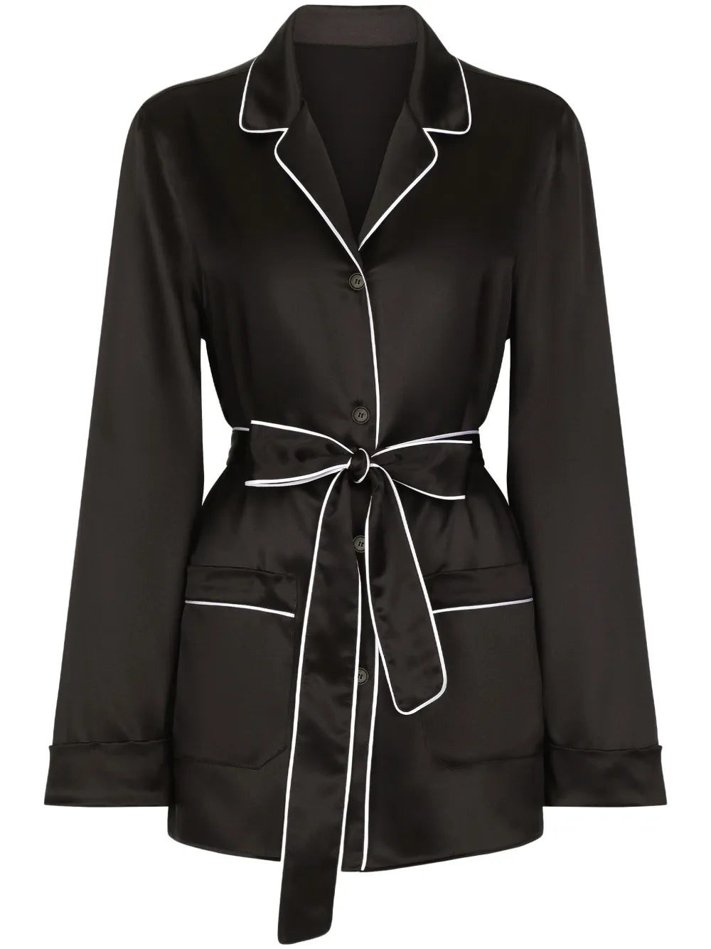 Piped-Trim Silk Shirt