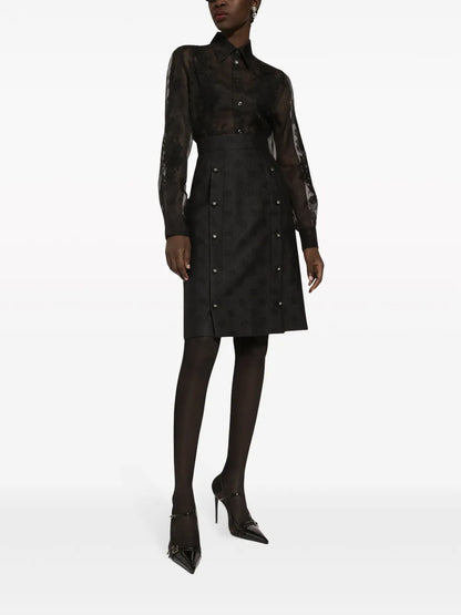 Lace-Appliqué Silk-Blend Shirt