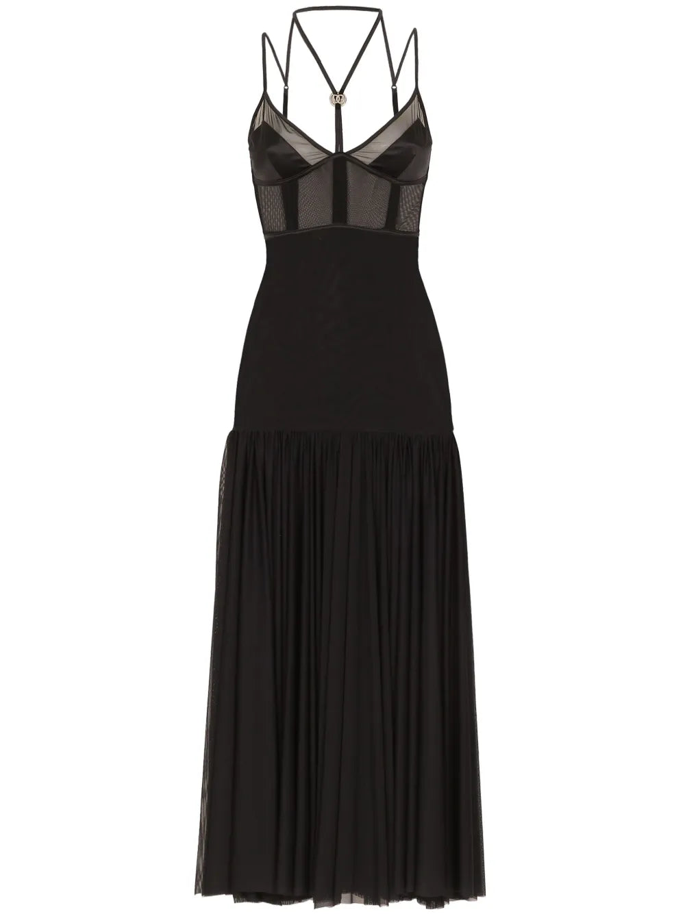 Dg-Plaque Tulle Midi Dress