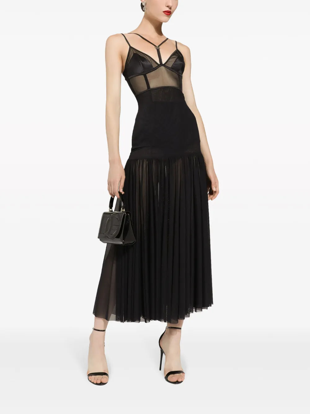 Dg-Plaque Tulle Midi Dress