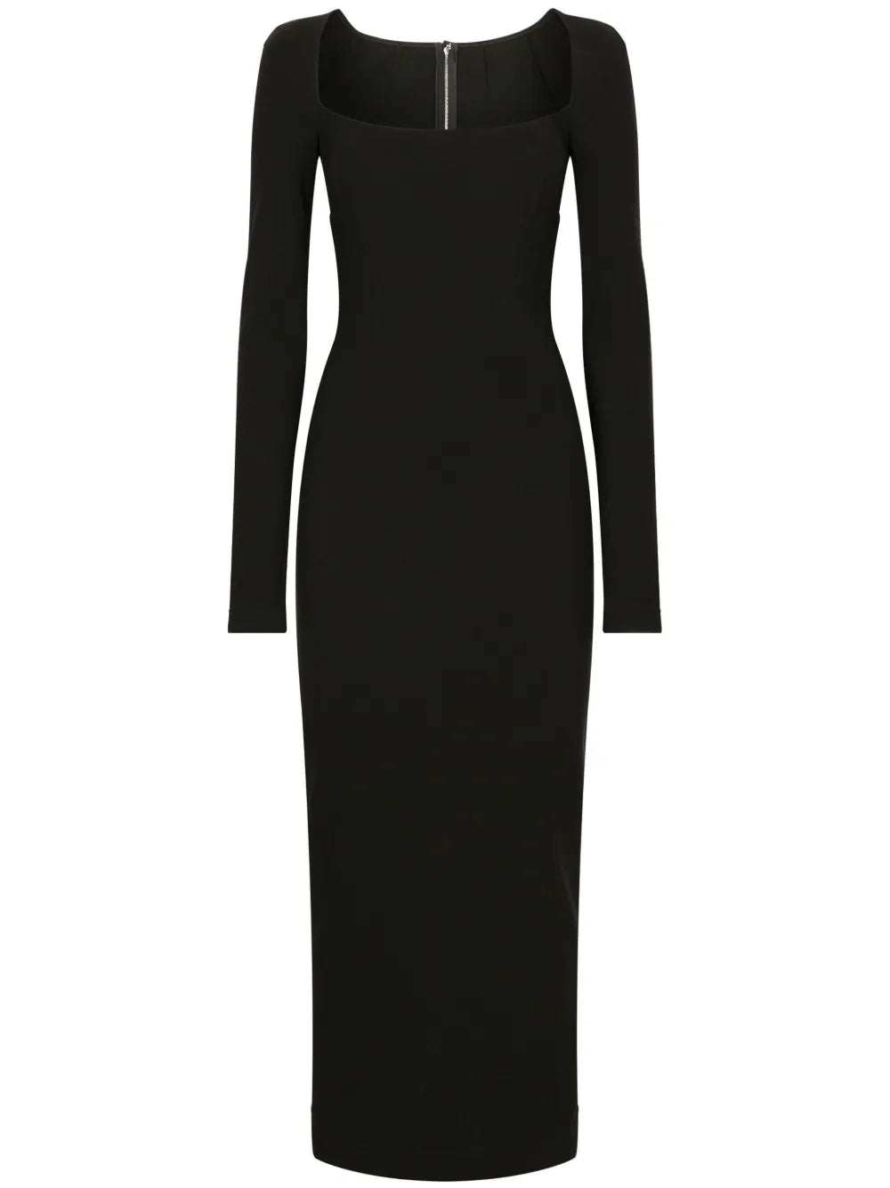 Long-Sleeve Square-Neck Midi Dress