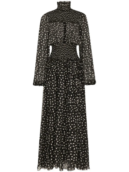 Polka Dot-Print Silk Dress