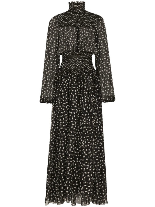 Polka Dot-Print Silk Dress