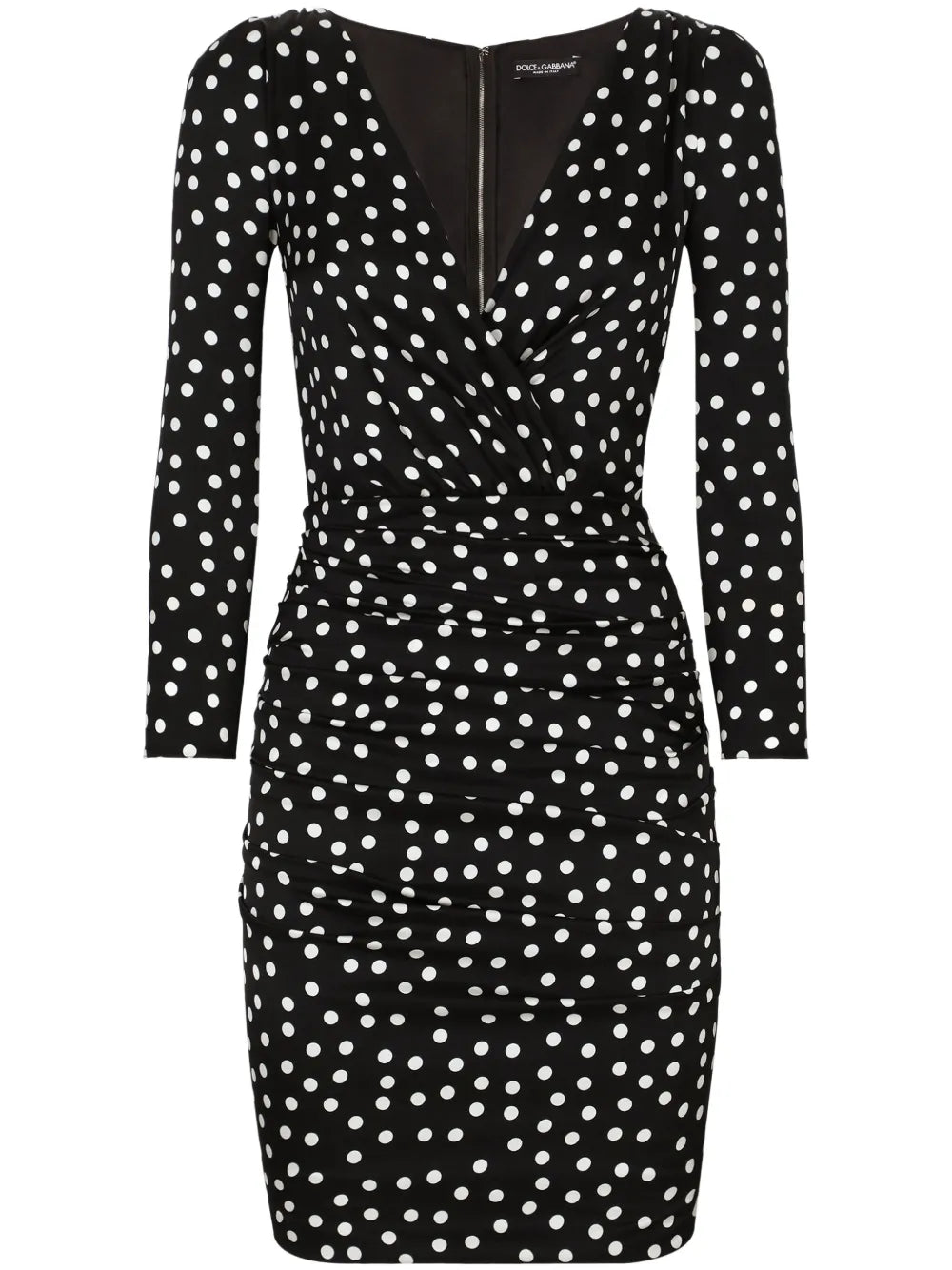 Polka Dot-Print Draped Minidress