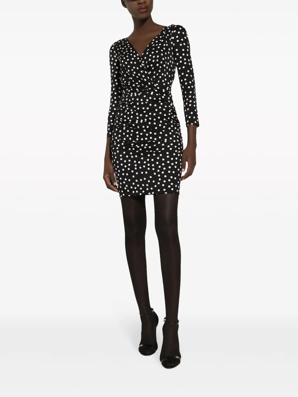 Polka Dot-Print Draped Minidress