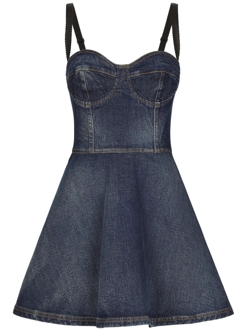 Sweetheart-Neck Denim Minidress