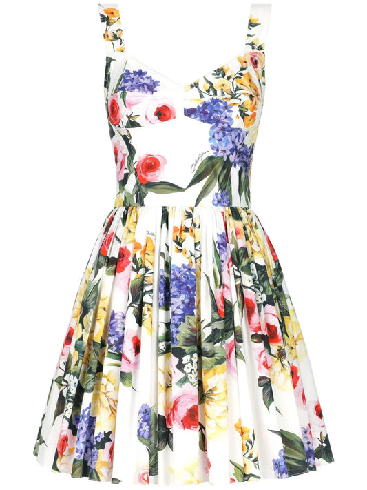 Garden-Print Bustier Minidress