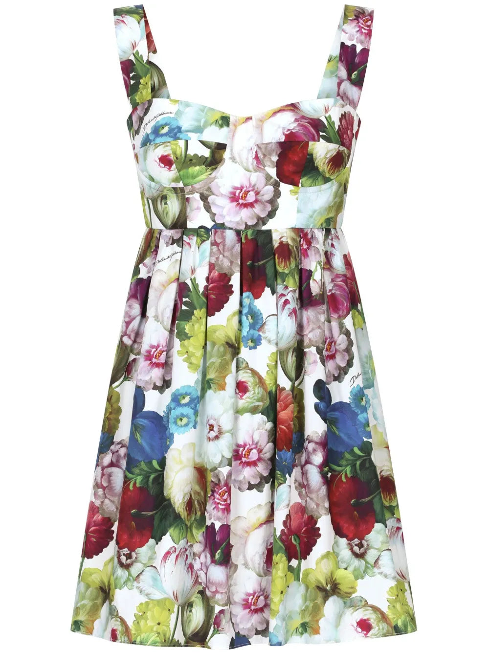 Floral-Print Corset Cotton Minidress