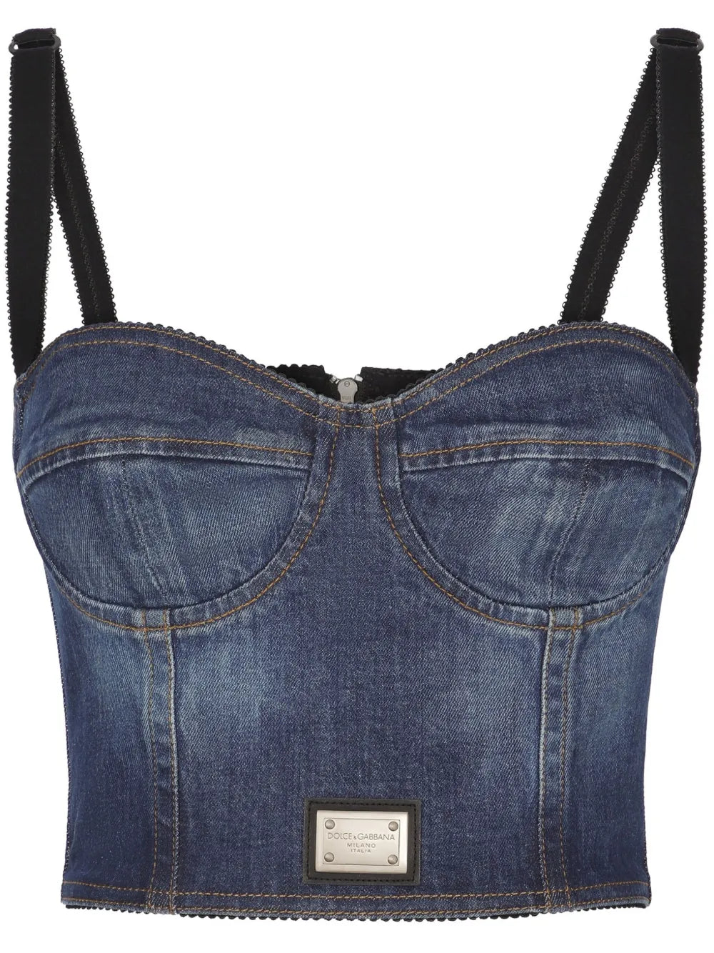 Logo-Plaque Denim Crop Top