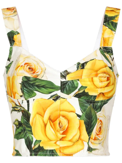 Rose-Print Corset Top