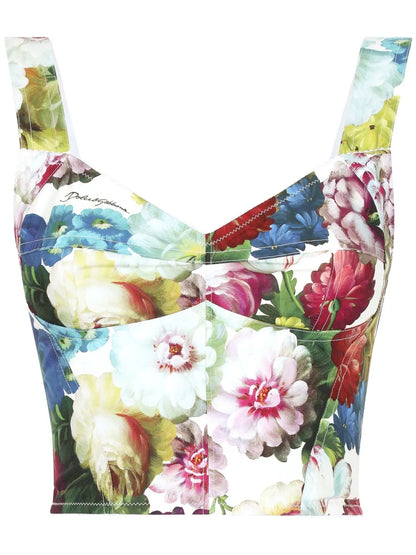 Floral-Print Corset Top