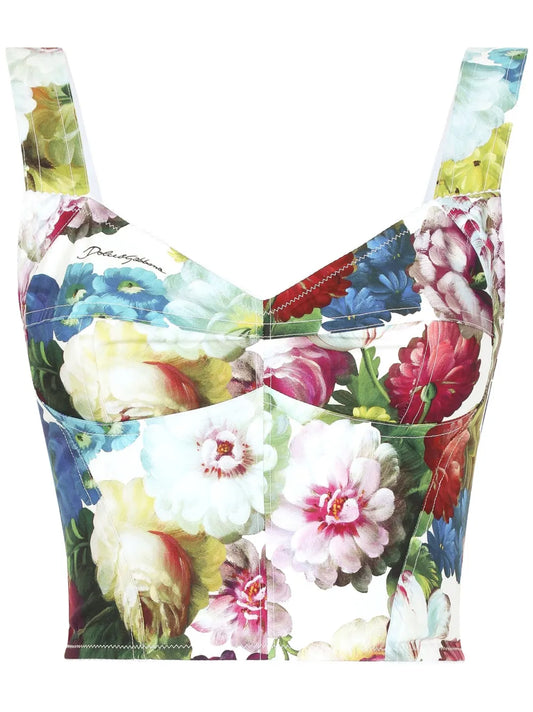 Floral-Print Corset Top