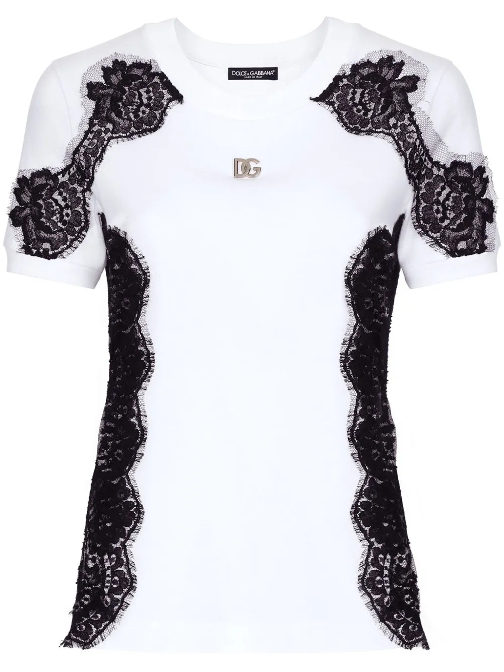 Lace-Detailing Cotton-Blend T-Shirt