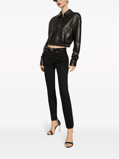 Logo-Appliqué Leather Jacket
