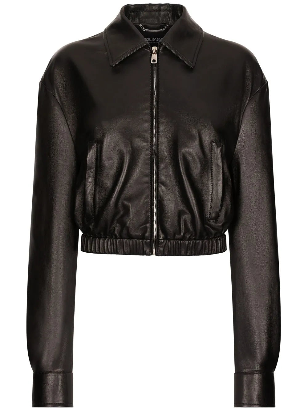 Logo-Appliqué Leather Jacket