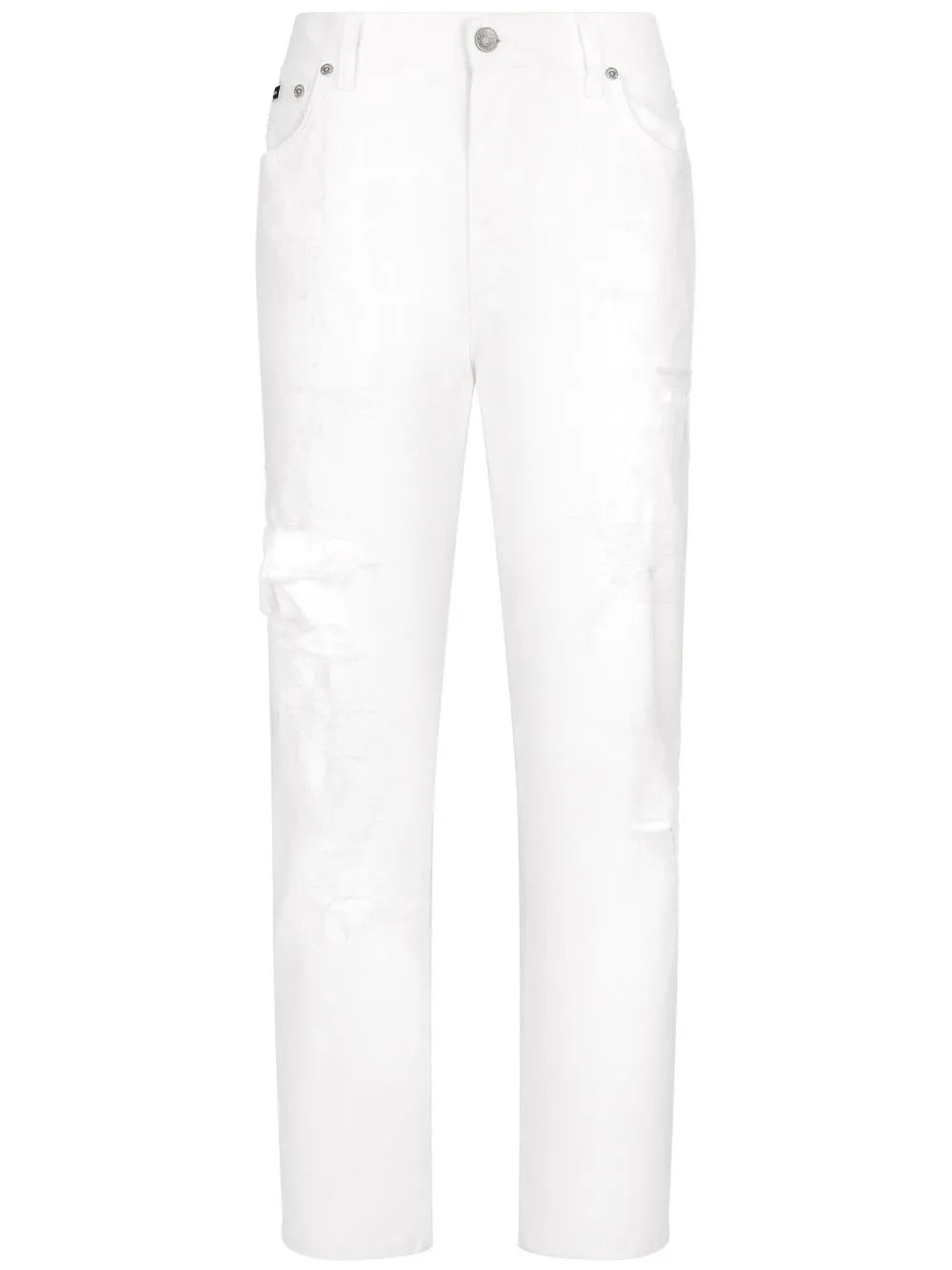 Distressed-Finish Straight Jeans