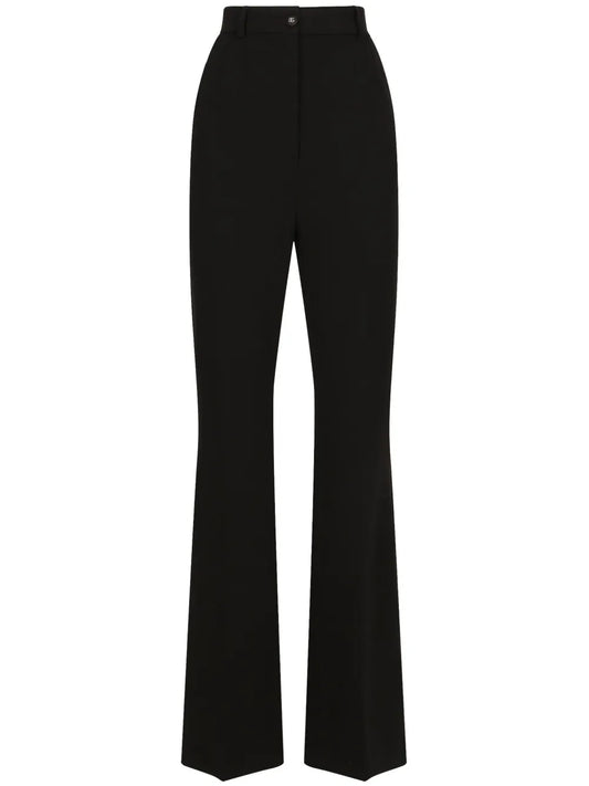 High-Waisted Pressed-Crease Flared Trousers
