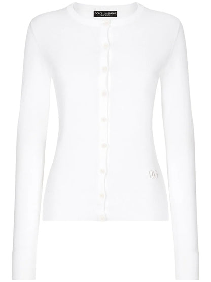 Dg-Embroidered Fine-Knit Cardigan