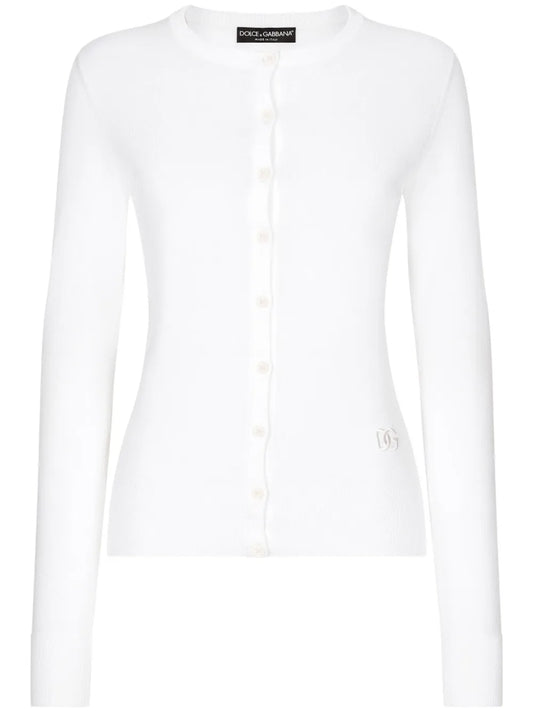 Dg-Embroidered Fine-Knit Cardigan