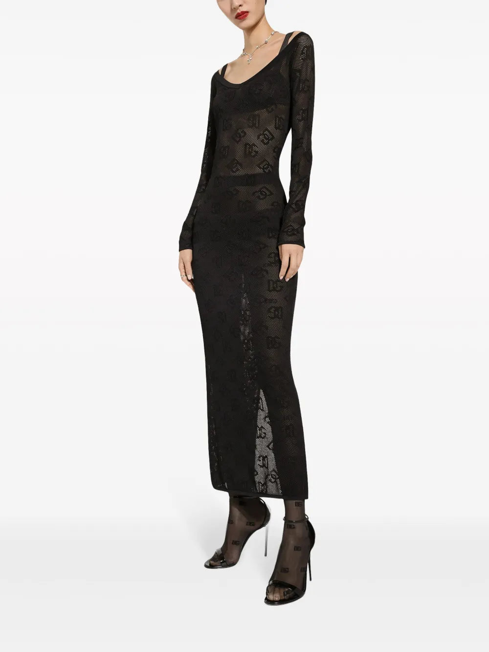 Logo-Jacquard V-Neck Maxi Dress
