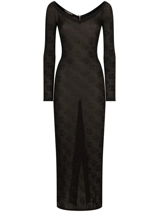 Logo-Jacquard V-Neck Maxi Dress