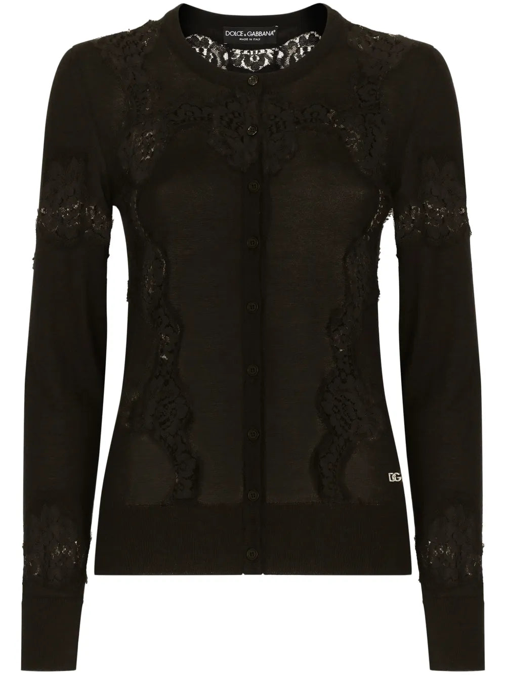 Lace-Detail Panelled Cardigan