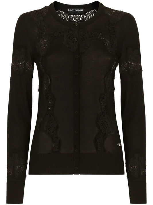 Lace-Detail Panelled Cardigan