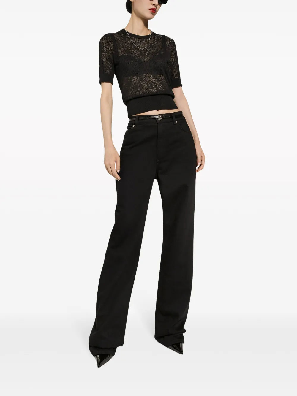 Monogram-Jacquard Round-Neck Top