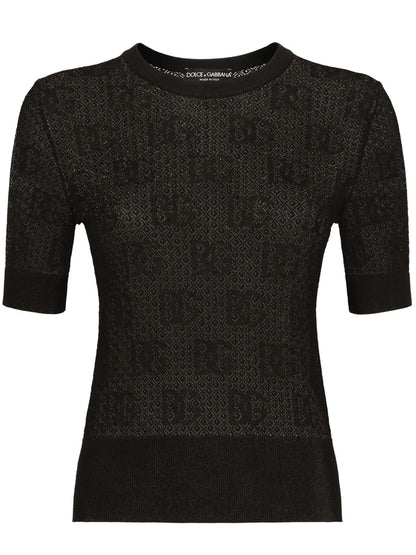 Monogram-Jacquard Round-Neck Top