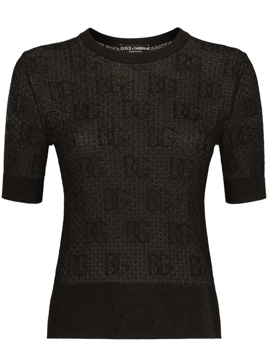 Monogram-Jacquard Round-Neck Top