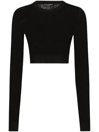 Monogram Open-Knit Crop Top