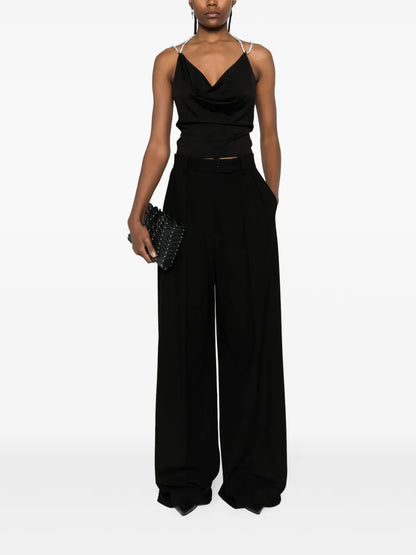 Crystal-Embellished Cowl-Neck Top