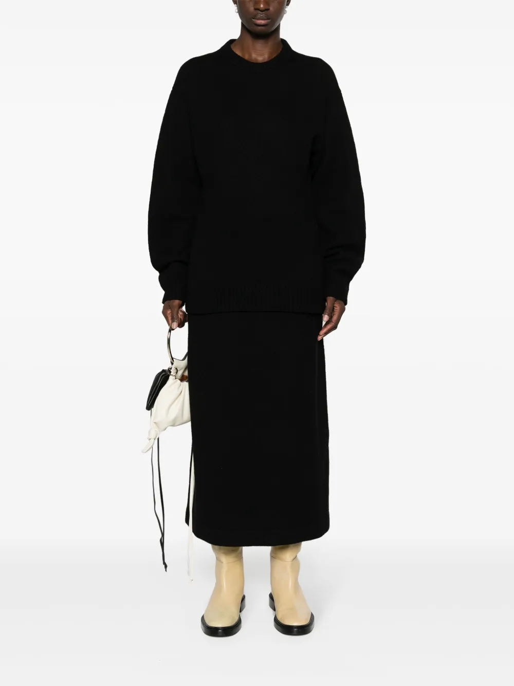 Asymmetric Wool Midi Skirt