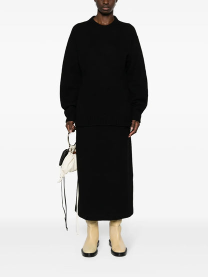 Asymmetric Wool Midi Skirt
