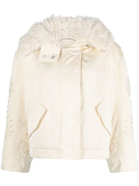Hand-Embroidered Hooded Down Jacket