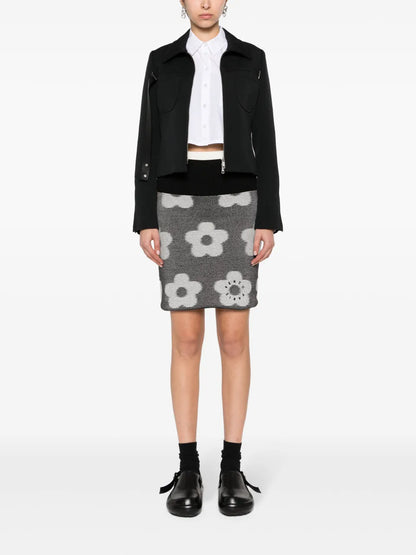 Jacquard Flower-Motif Skirt