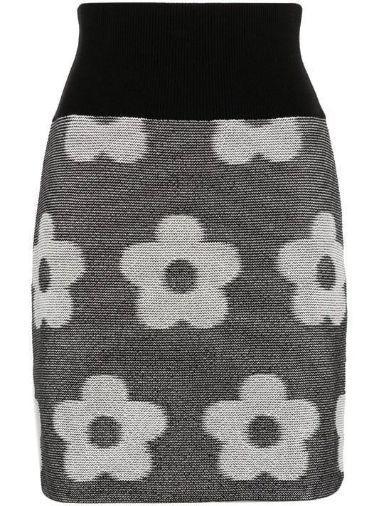 Jacquard Flower-Motif Skirt