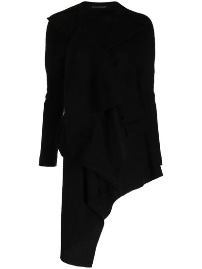 Asymmetric-Hem Wool Coat