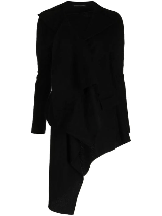 Asymmetric-Hem Wool Coat
