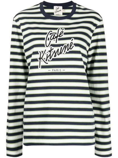 Logo-Print Striped Cotton T-Shirt