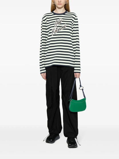 Logo-Print Striped Cotton T-Shirt