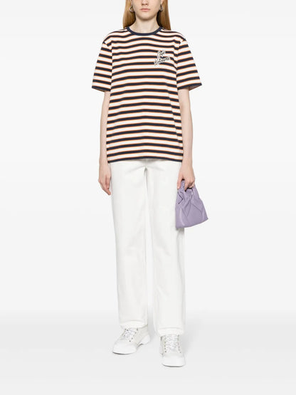 Logo-Print Striped Cotton T-Shirt
