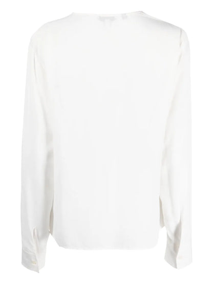 V-Neck Long-Sleeved Blouse