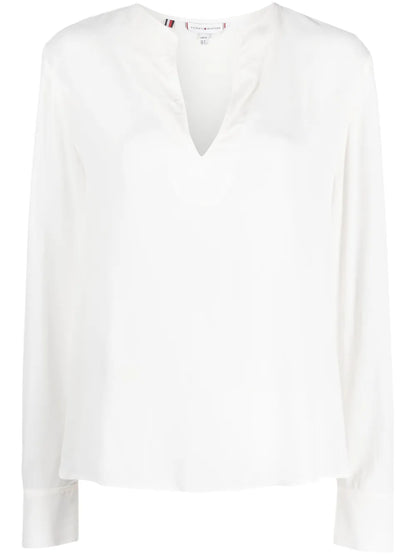 V-Neck Long-Sleeved Blouse