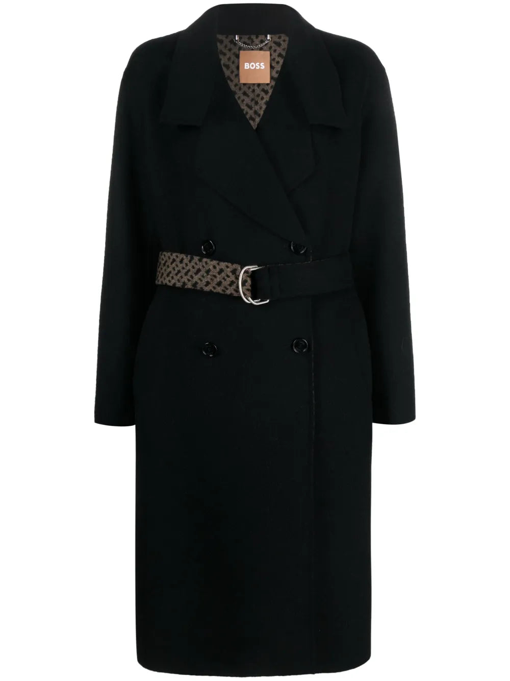 Monogram-Jacquard Belt Wool-Blend Coat