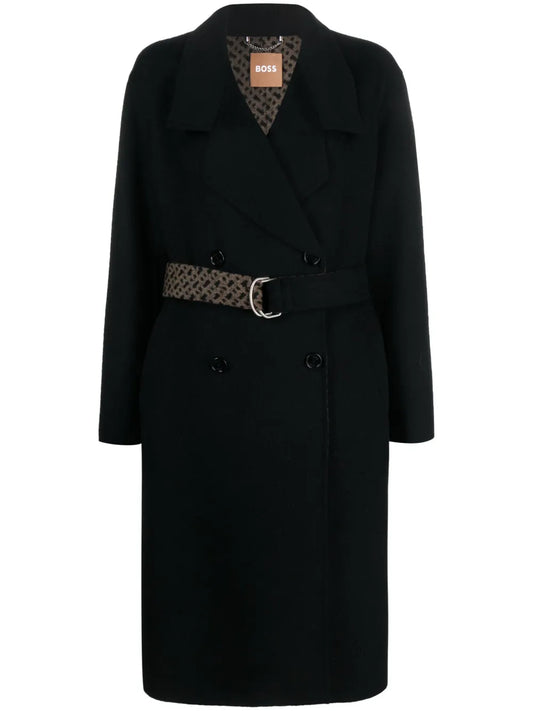 Monogram-Jacquard Belt Wool-Blend Coat